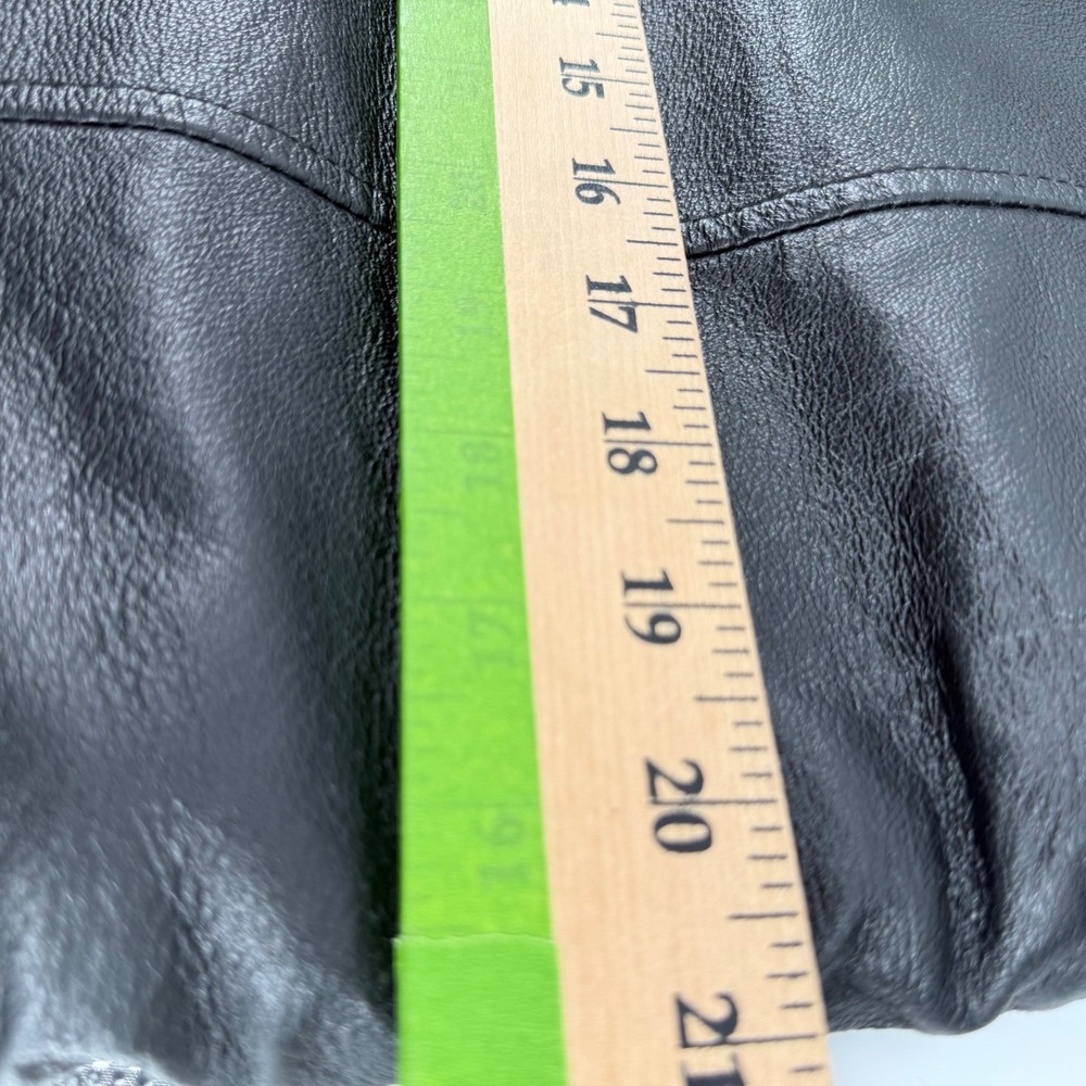 WILDA Genuine Leather Jacket Womens Medium Fur Collar Black Moto Biker Bomber - Picture 8 of 12
